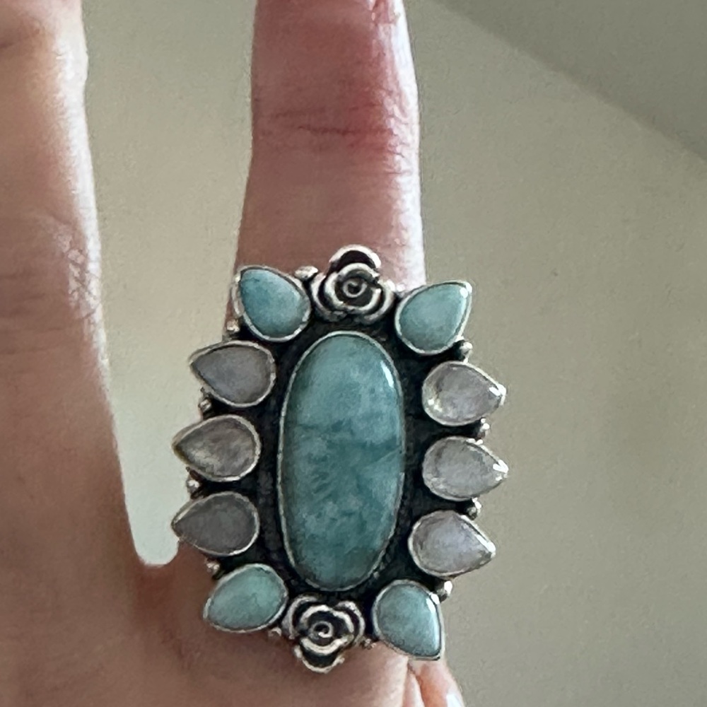 Larimar Rainbow Moonstone Solid Sterling Silver R… - image 4